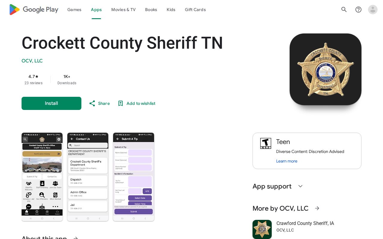 Crockett County Sheriff app for recent arrest information