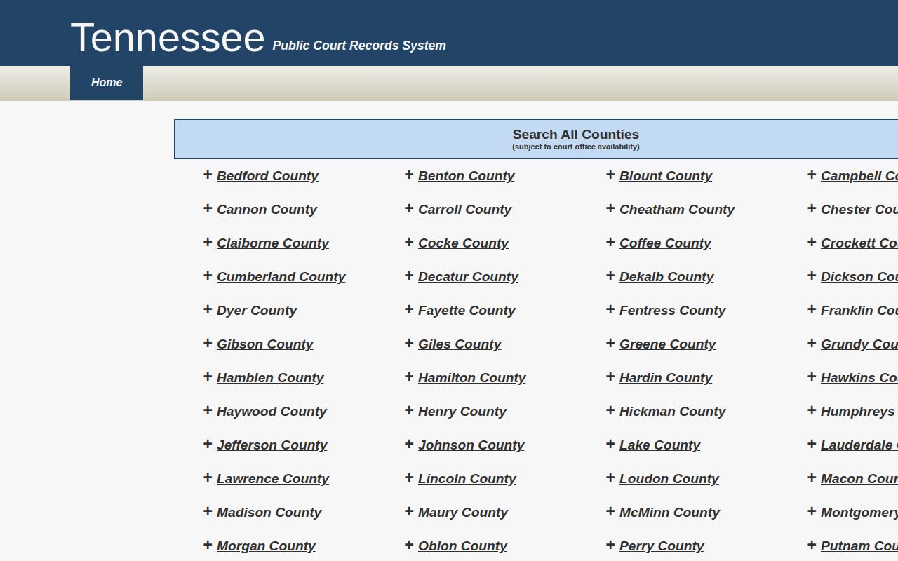 Tennessee court search for Crockett County arrest dispositions